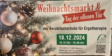 Am 18.12.2024 findet in der Ergotherapieschule Rosenheim ein Weihnachtsmarkt mit Tag der offenen Tür statt. 